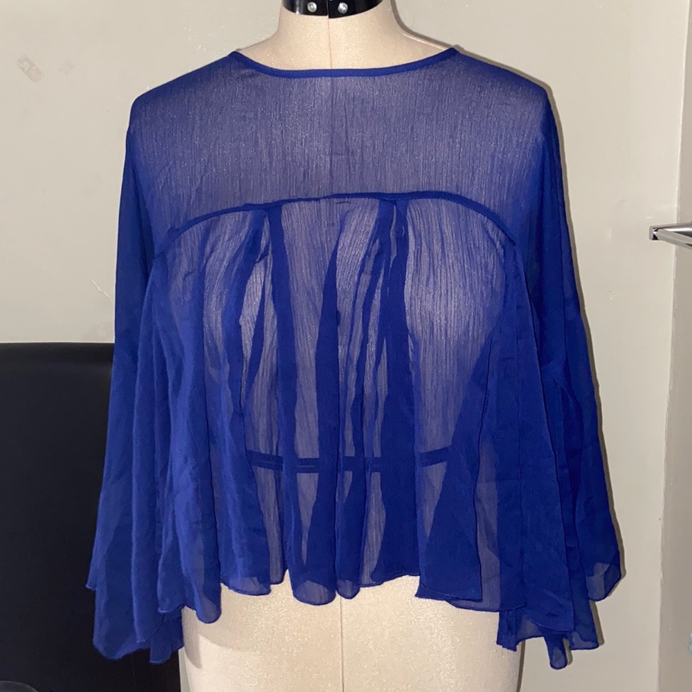 Blue Pleated Top